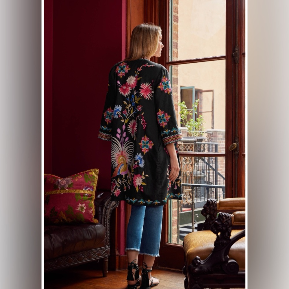 NWT Johnny Was JULIE LINEN Embroidered KIMONO $375 COAT PL